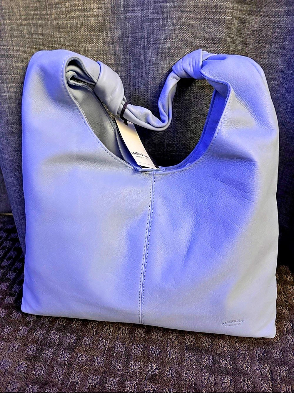 American Leather Co. Gables Suede Hobo. Shoulder Bag powder blue